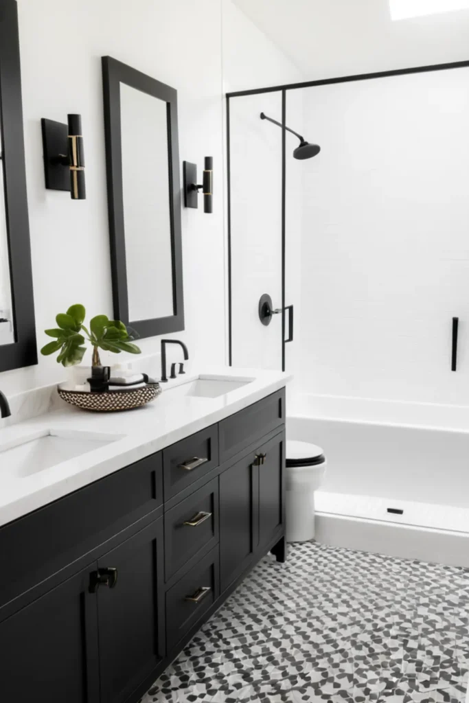 Bold with Black-and-White Bathroom Design