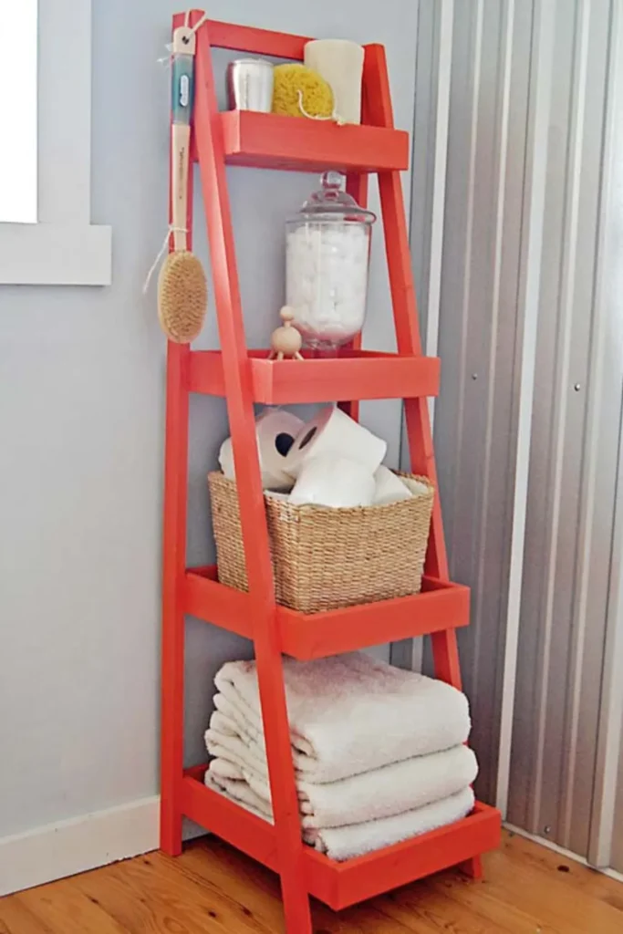 Build a Rustic Bathroom Storage Station with a Ladder