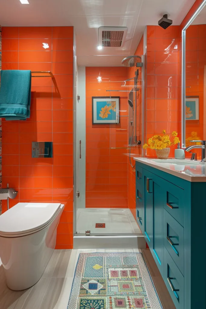 Color-Blocked Design in Small Bathrooms