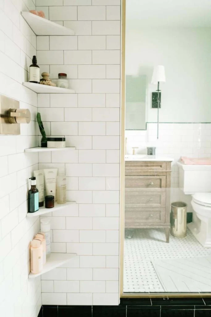 Corner Shelves For A Tiny Bathroom