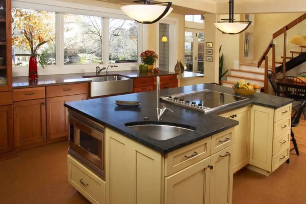 Corner Sink with Kitchen Island Integration