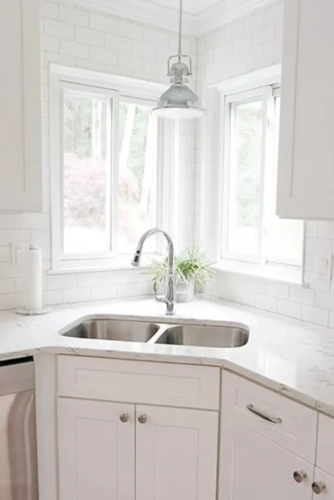 Corner sink with a view