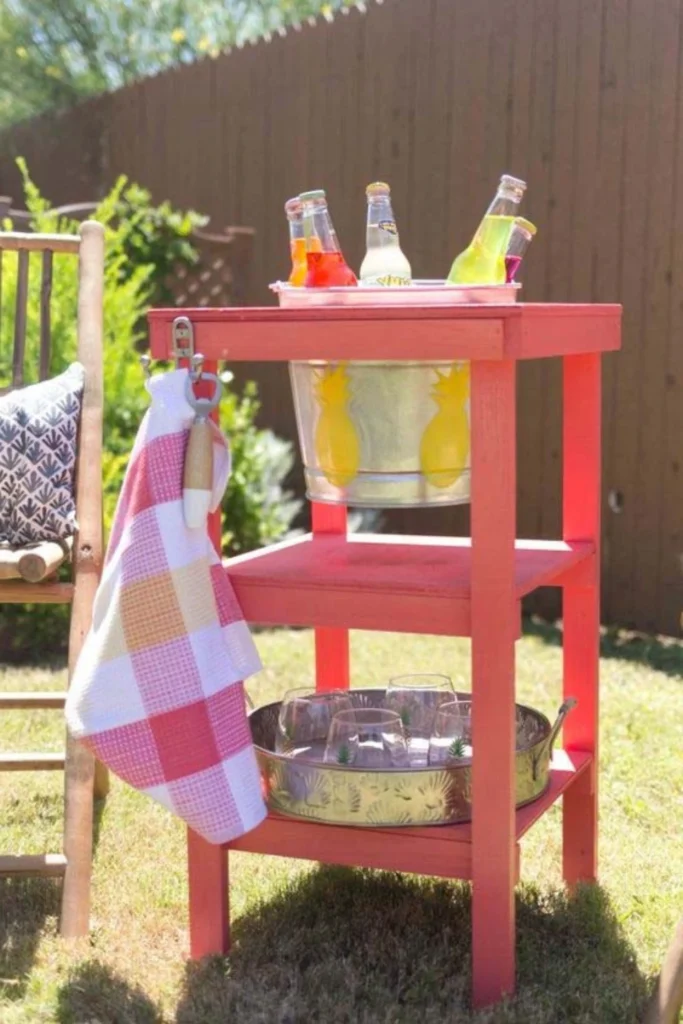 DIY Shelf Turned Beverage Stand
