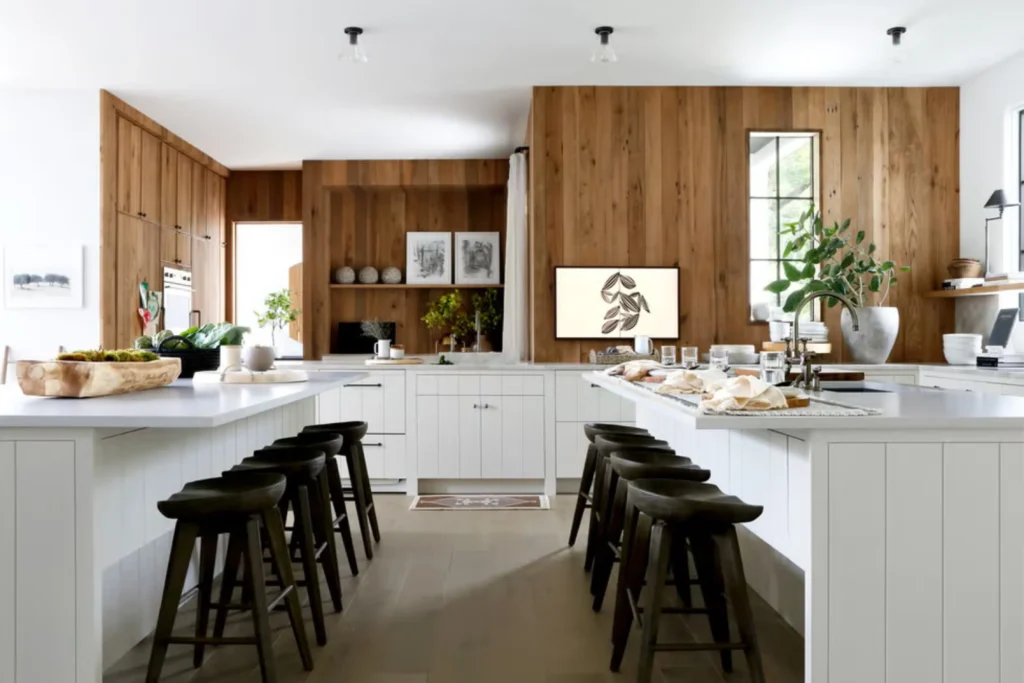 Double Kitchen Islands with Seating