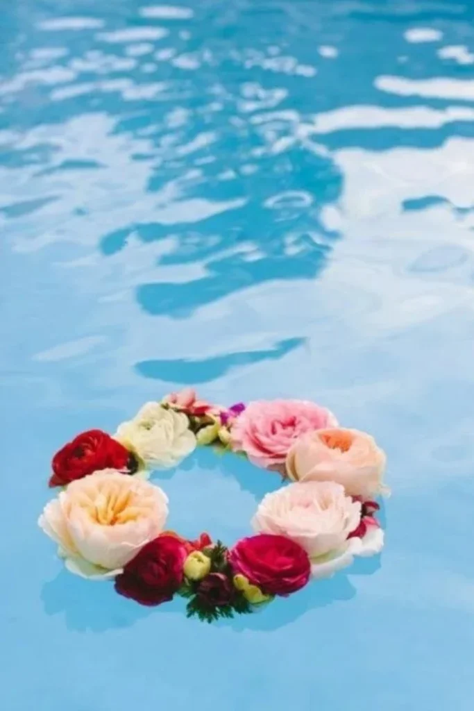 Floating Floral Poolside Decorating