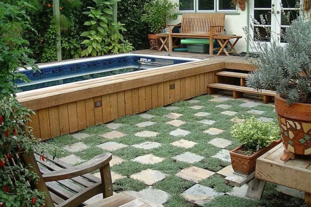 Grass and Paver Alternating Pattern for an Effortless Lawn