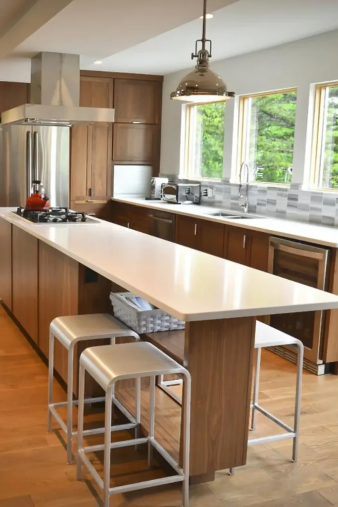 Kitchen Island with Seating and Open Shelves