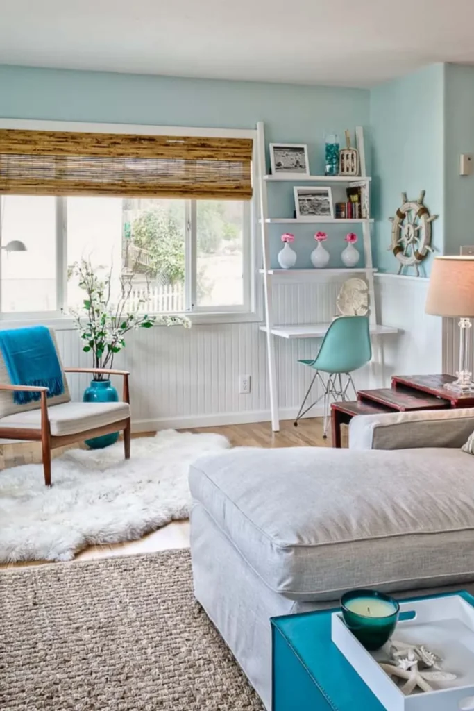 Light Blue Living Room With Natural Textures