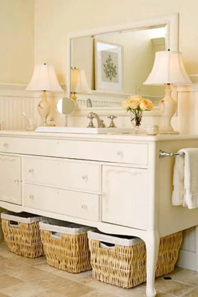Maximize Bathroom Storage with Woven Baskets