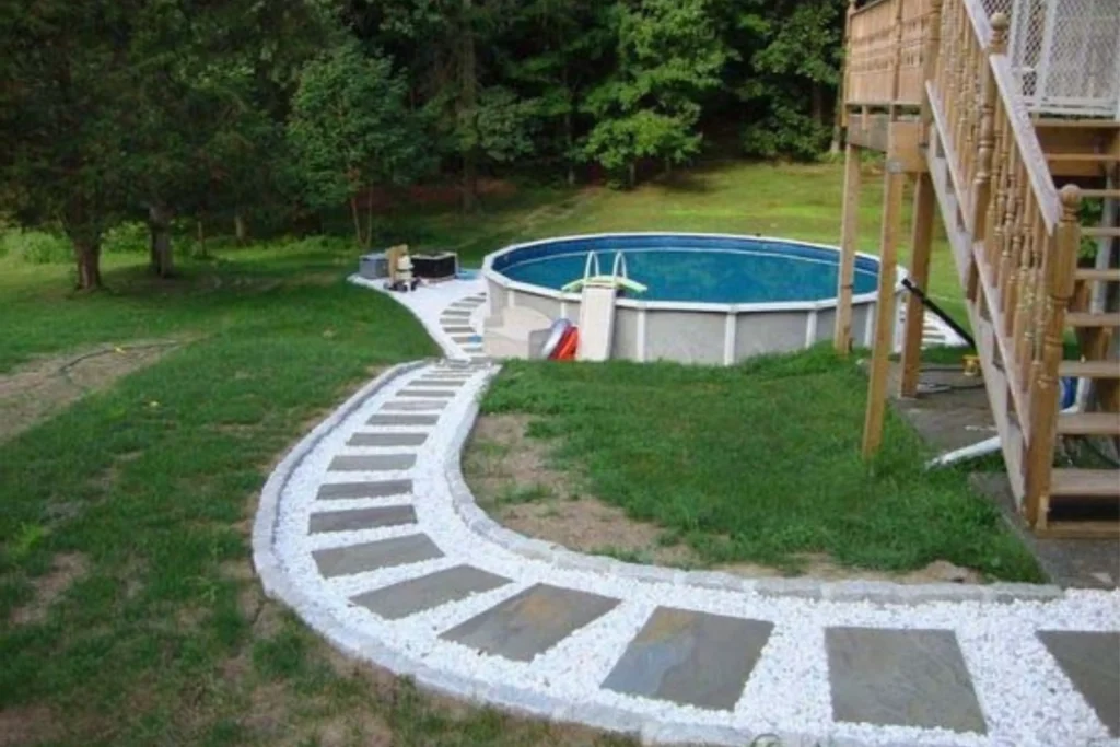 Revamp Your Pool Area with Gravel and Pavers Walkway