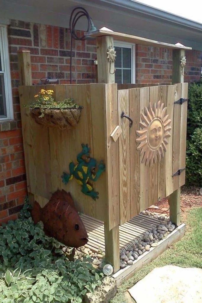 Rinse Off Outdoors In A Backyard Shower