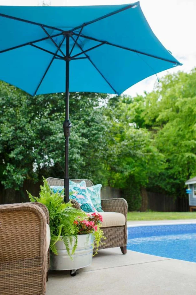 Rolling Umbrella Planter On Casters