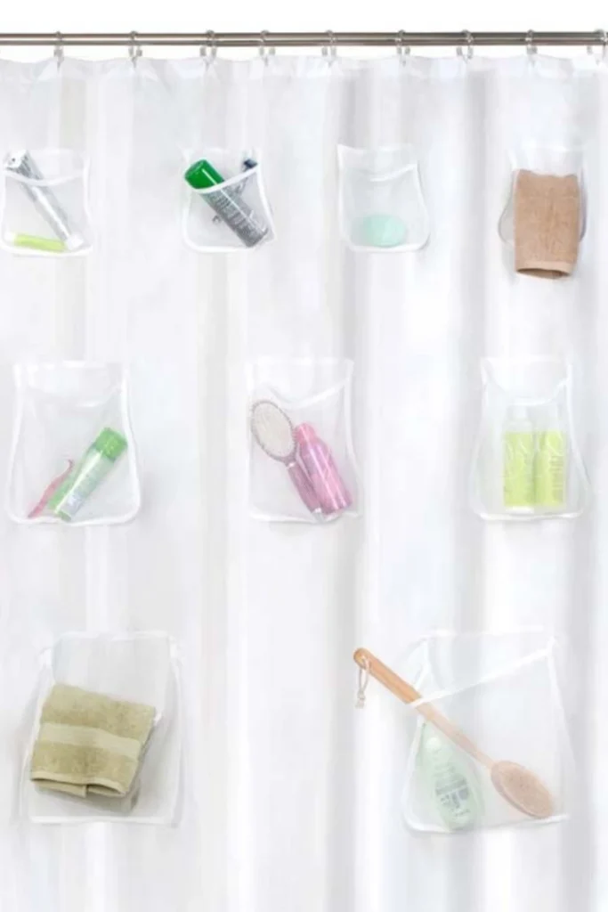 Shower Curtain With Extra Storage